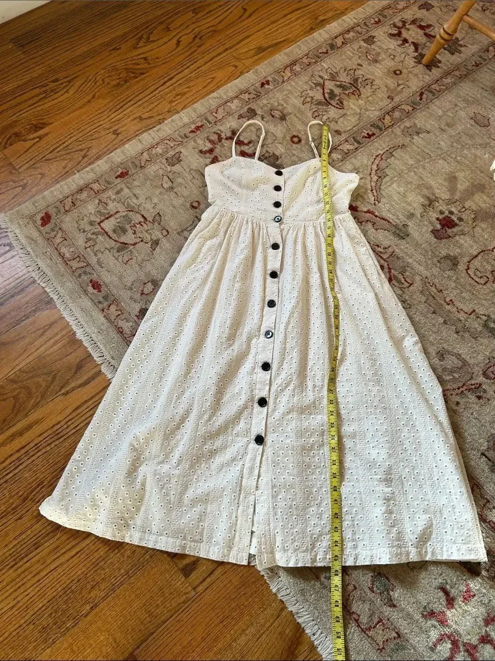 Urban Outfitters Abbey Cream Eyelet Fully Lined Button-Front Midi Dress